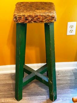 Wooden Stool and Wastebaskets
