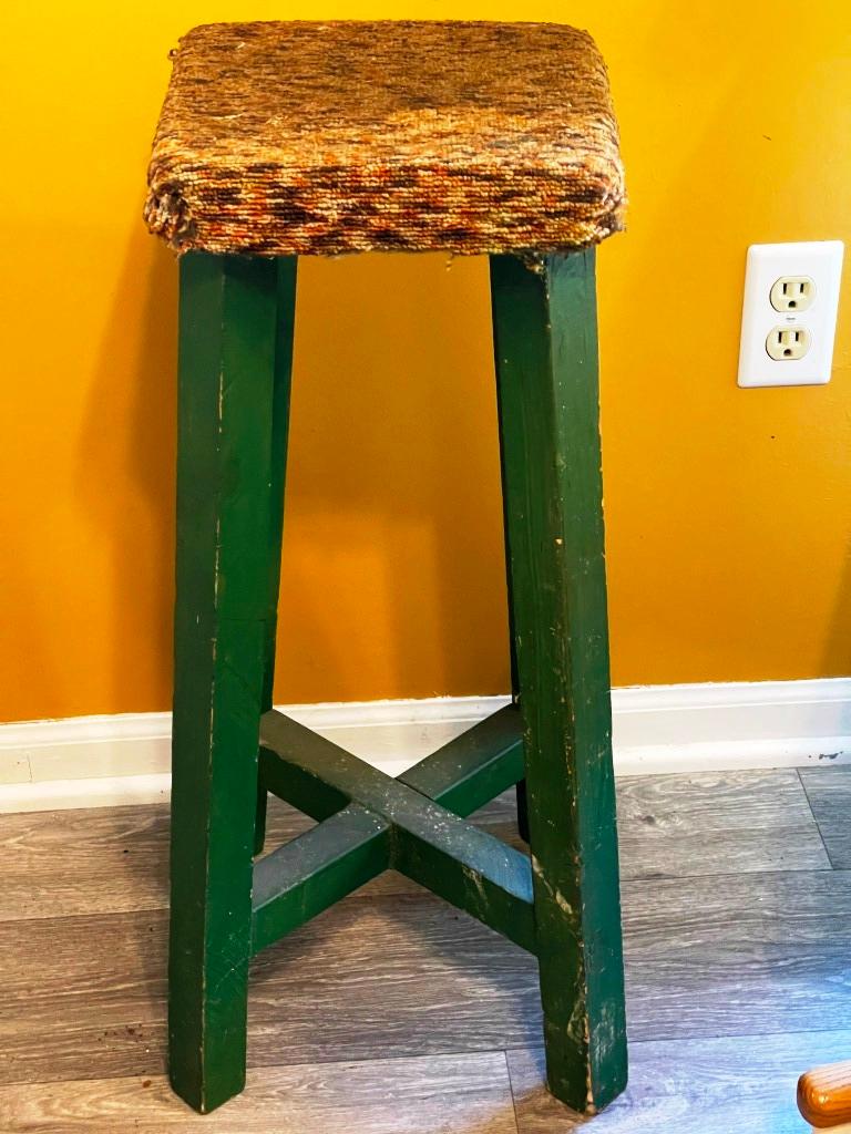 Wooden Stool and Wastebaskets