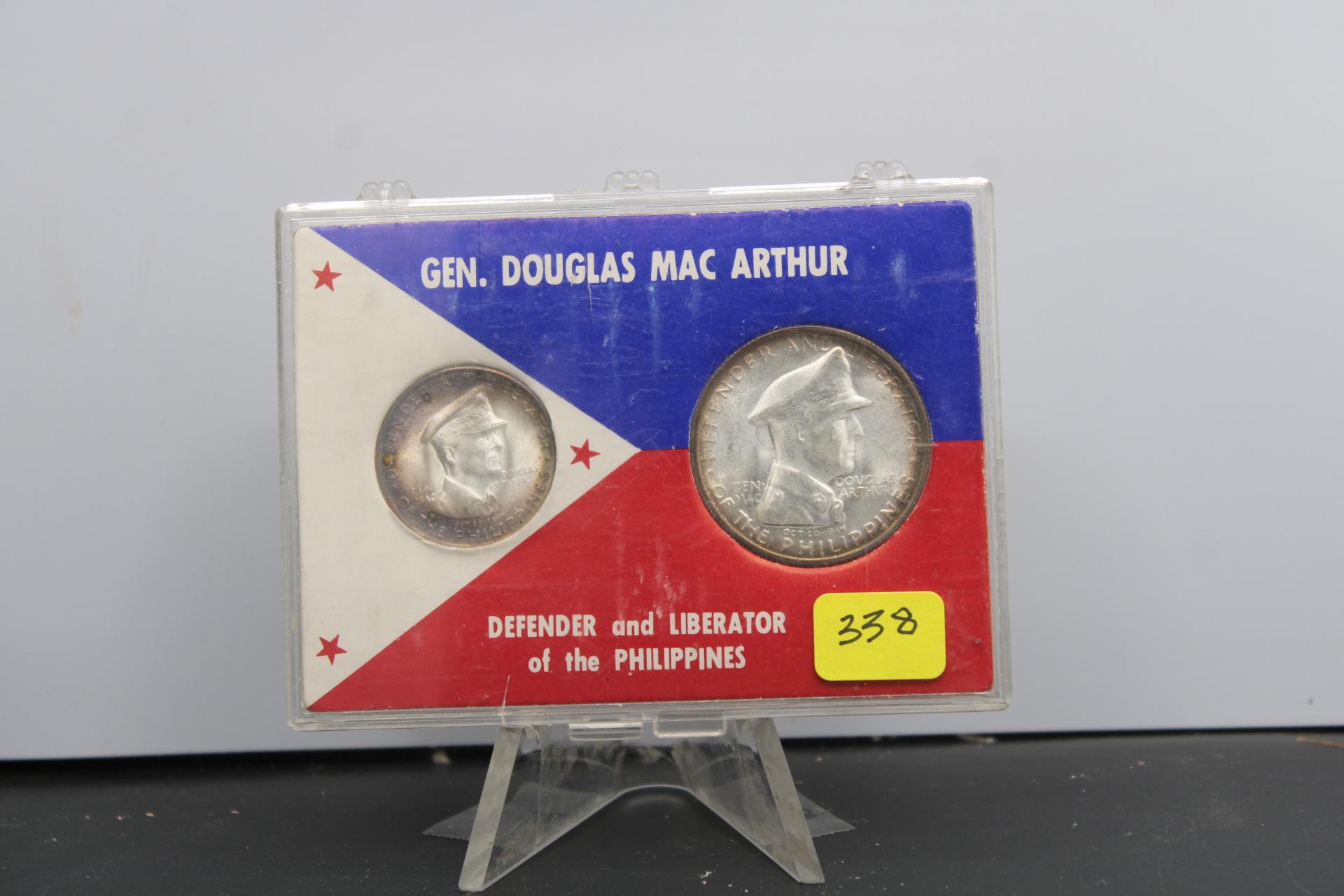 GEN. DOUGLAS MACARTHUR 2 PC COIN SET  FROM PHILIPPINES