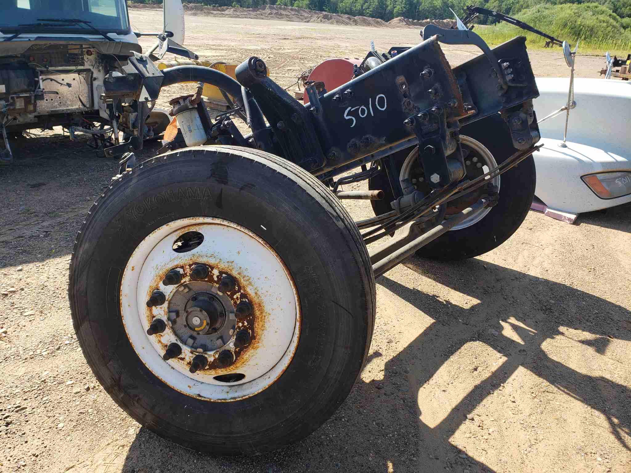 Truck Frame Section With Steer Axle & Tires