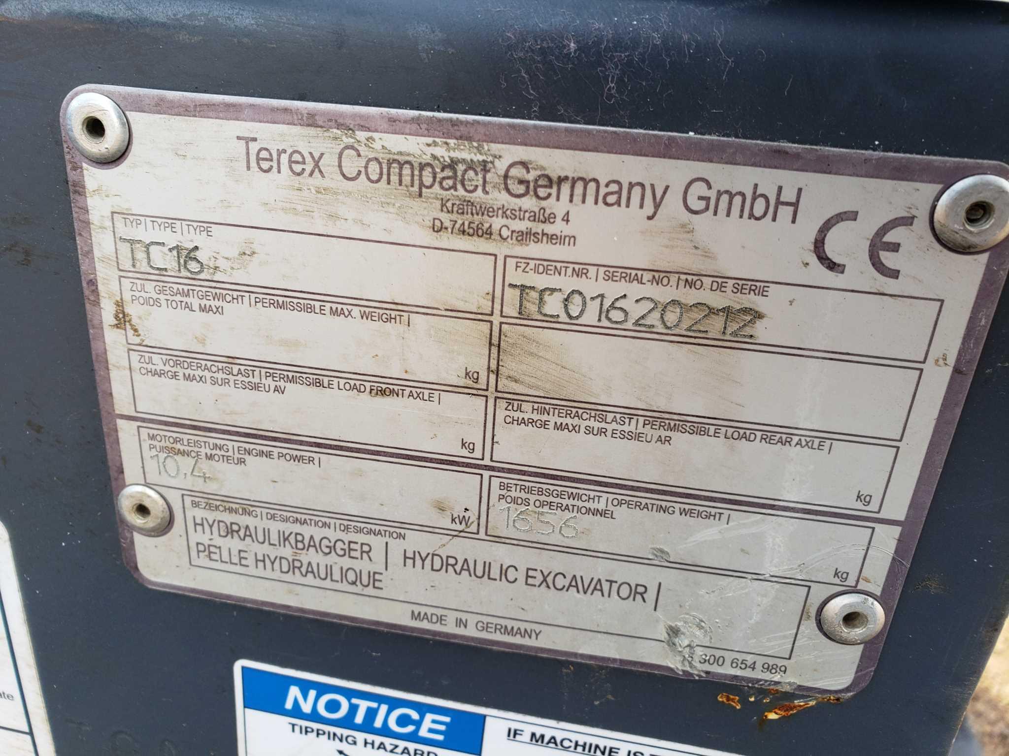 Terex Tc16 Mini Excavator