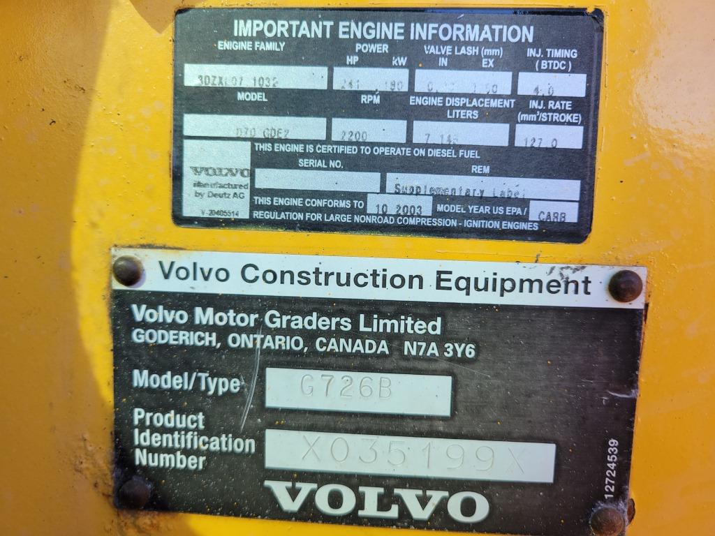 2003 Volvo G726b Grader