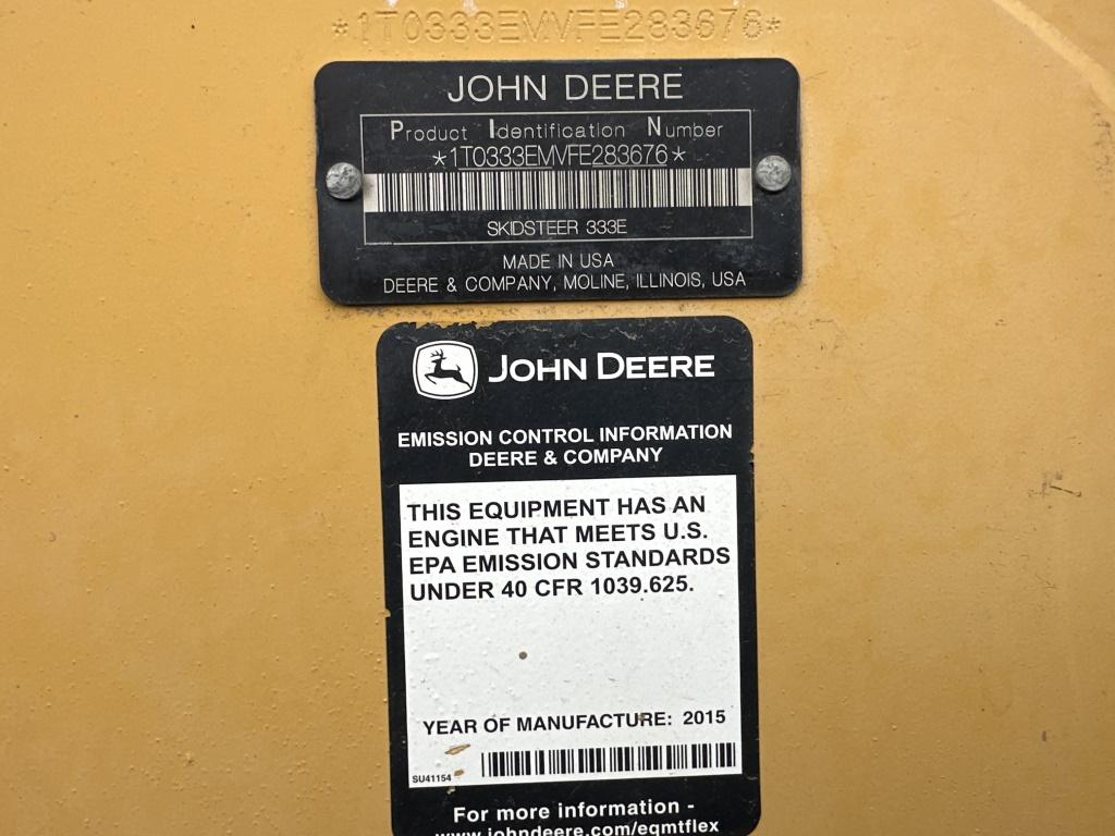2015 Deere 333e Skid Steer
