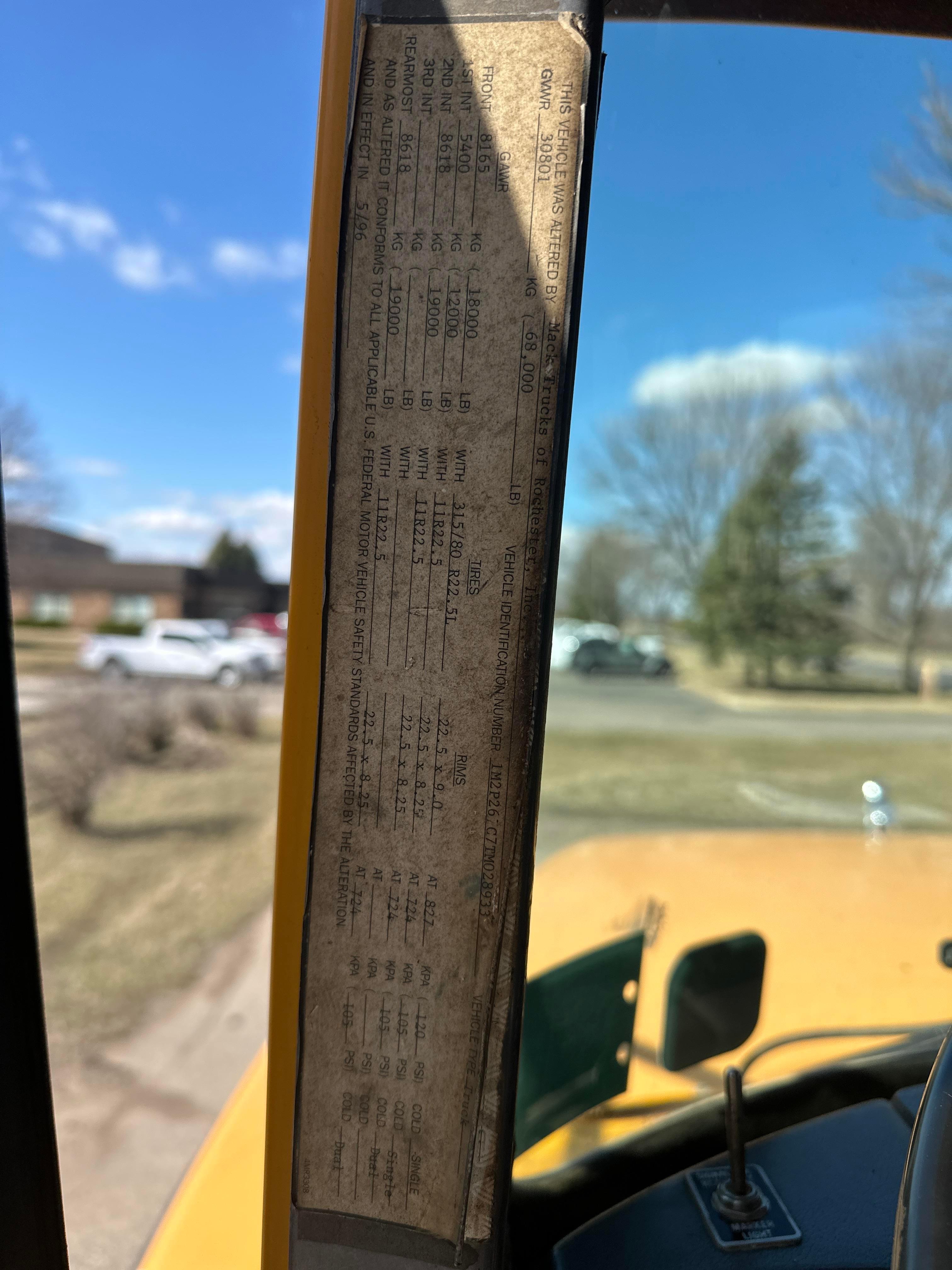1996 Mack Tri Axle Dump Truck