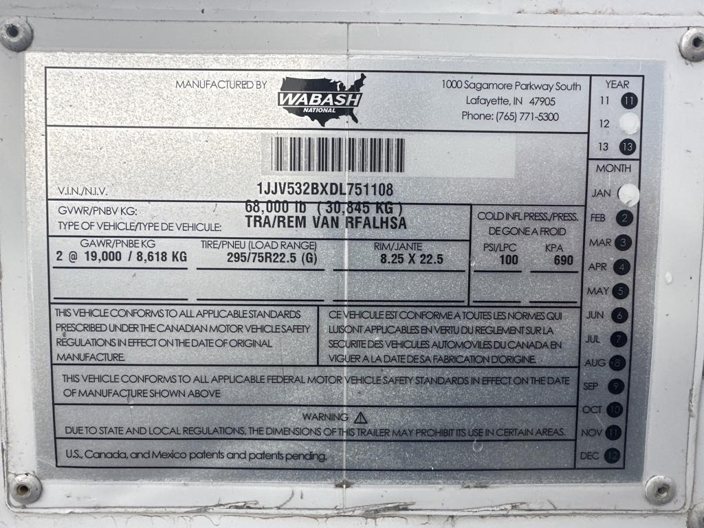 2013 Wabash 53’ Reefer Trailer