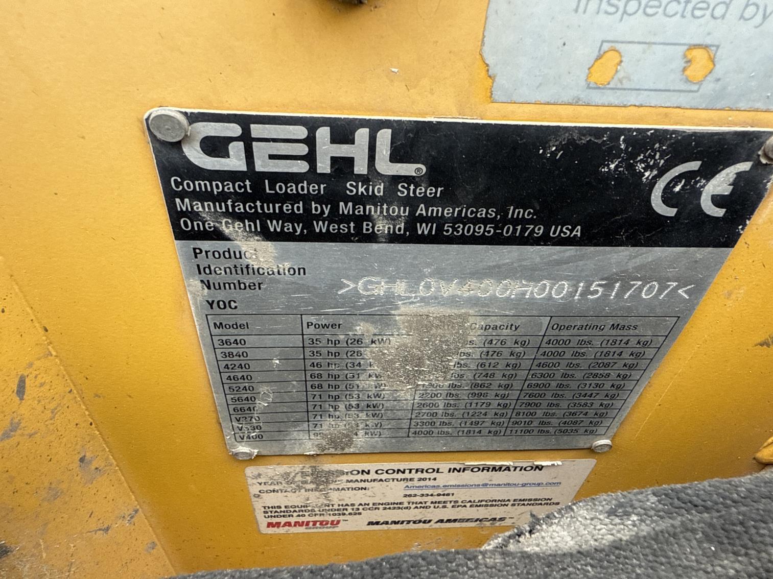 2014 Gehl V400 Wheeled Skid Steer