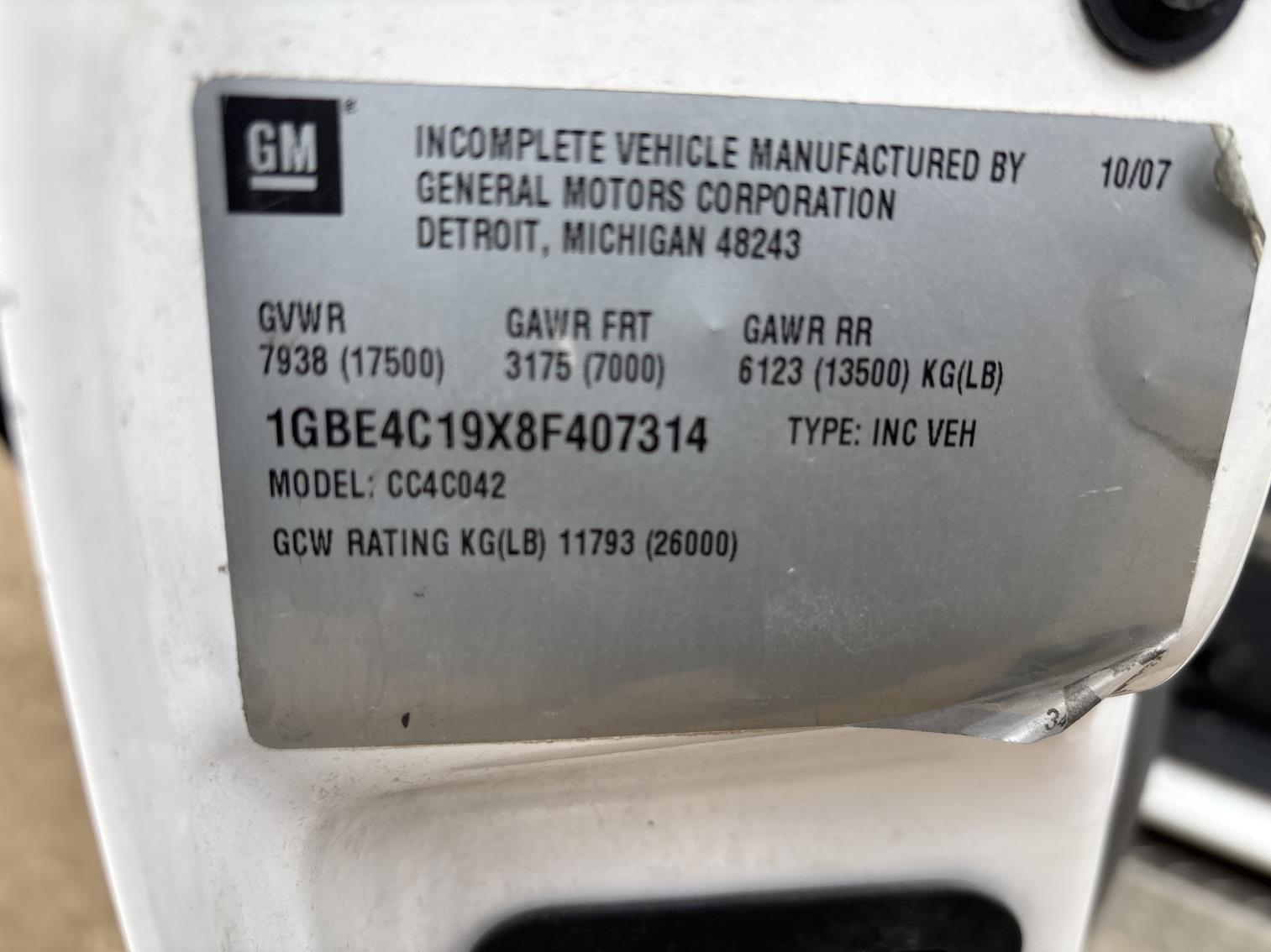 2008 Chevrolet Kodiak 4500 Cab Chassis