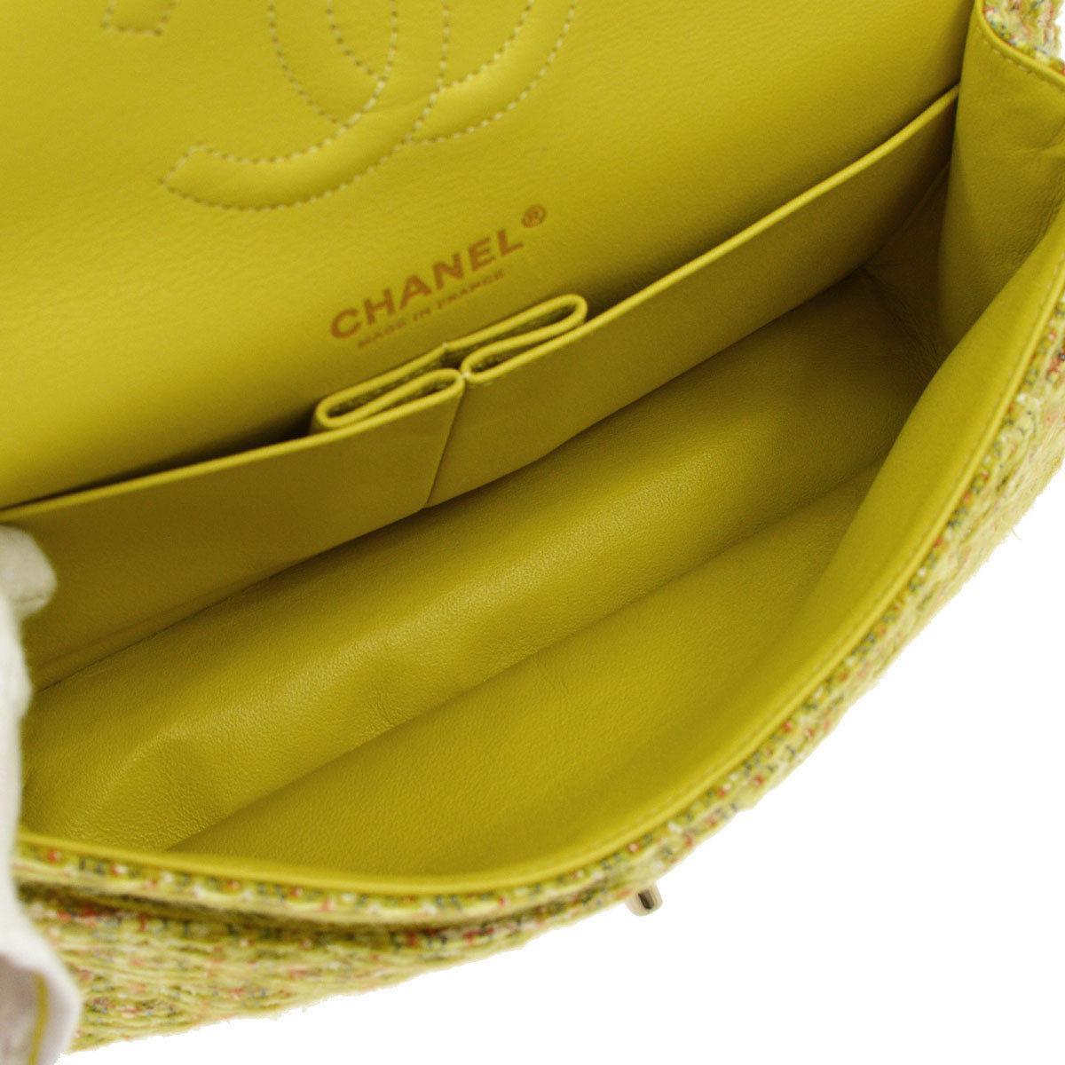 CHANEL Quilted CC Double Flap Chain Shoulder Bag Yellow