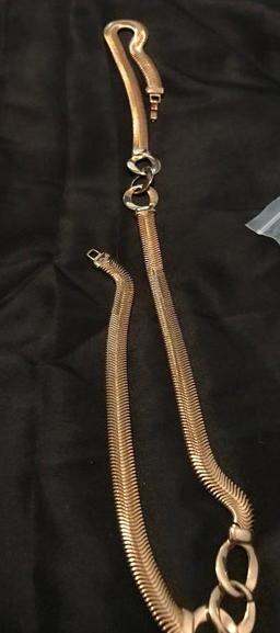 Lot of 3 tack pins and a Gold Serpentine Belt