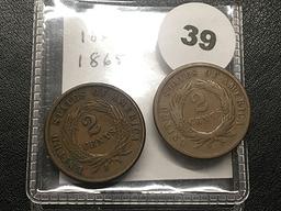 1864 & 1865 2 cent Pieces