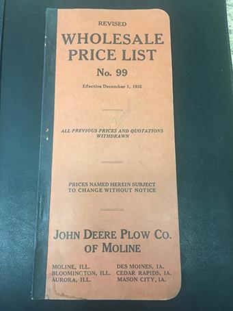 1932 Revised John Deere Plow Co of Moline No 99 Wholesale Price List, Overall Good Condition