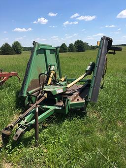 JD 1518 Batwing Rotary Cutter, 1000 PTO, Laminated Wheels, Good Working Condition.