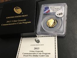 2013-W $5 Gold 5 Star Generals Comm. PCGS PR70DCAM, MacArthur, First Strike