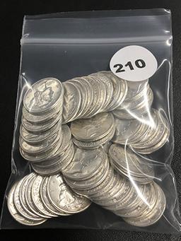 Lot of 50 UNC 1940's-50's Mercury Dimes