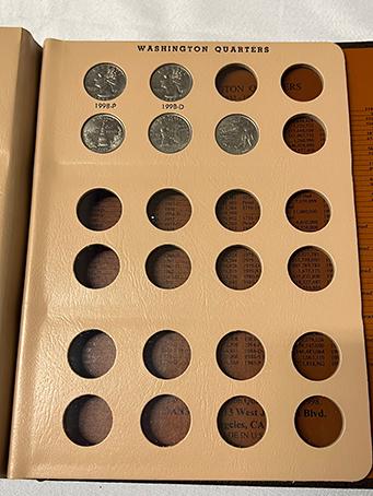 Incomplete Washington Quarter 1932-1998 Book (Includes 1932-D, 1932-S and Several BU in 50s & 60s)