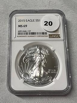 2015 Silver Eagle NGC MS69