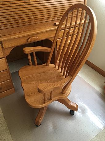 Oakwood Industry 54 in. wide roll top computer desk, sells complete with desk chair