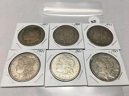 6X$ 1921 Morgan Dollars