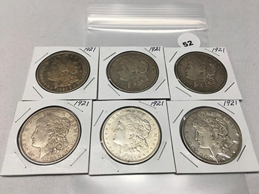 6X$ 1921 Morgan Dollars