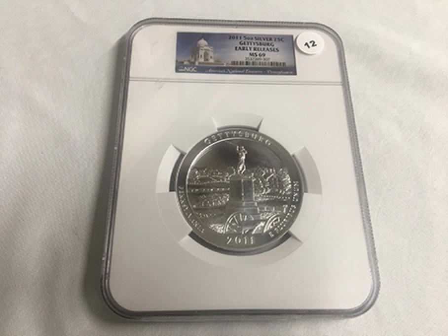2011 Gettsburg 5oz. Silver  NGC MS69
