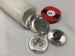(Roll of 15) 2015 Canda (1 1/2 Oz Fine Silver) $8 Coins, BU