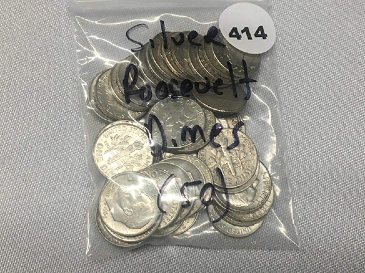 (50) Silver Dimes
