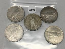 (5 X $) 1922 Peace Dollars (1-D)