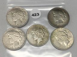 (5 X $) 1922 Peace Dollars (1-D)