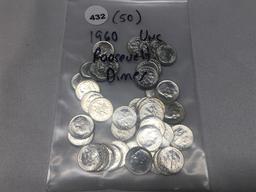 (50) 1960 Roosevelt Dimes, UNC