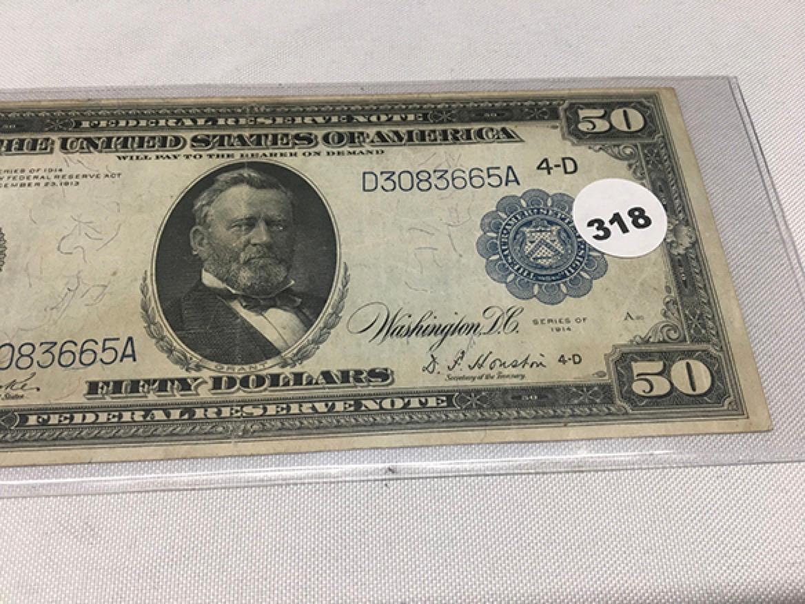 1914 $50 Federal Reserve Note (Faint Center Fold, Good Eye Appeal)
