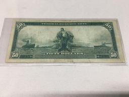 1914 $50 Federal Reserve Note (Faint Center Fold, Good Eye Appeal)