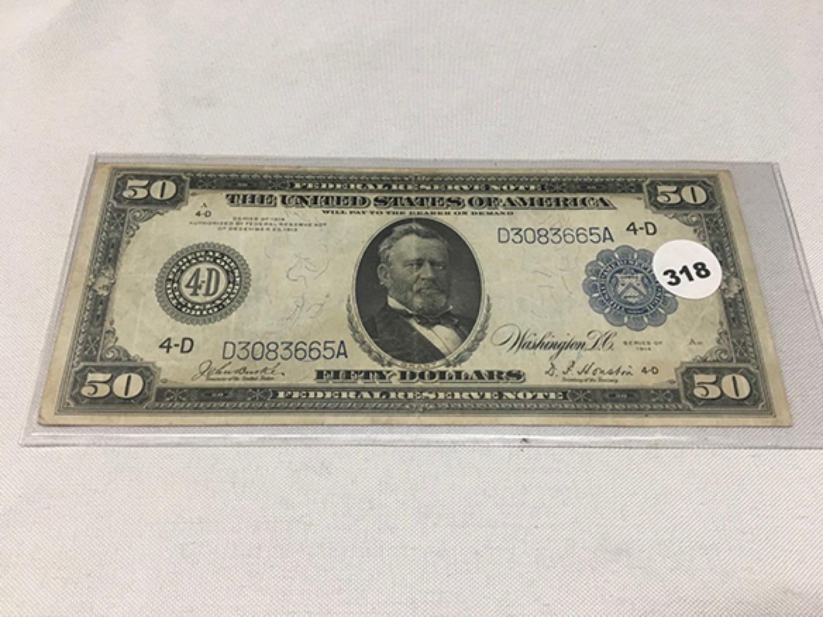 1914 $50 Federal Reserve Note (Faint Center Fold, Good Eye Appeal)