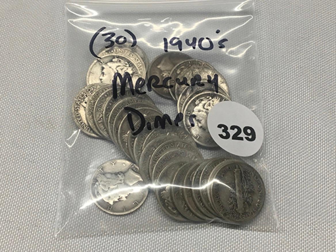 (30) 1940's Mercury Dimes