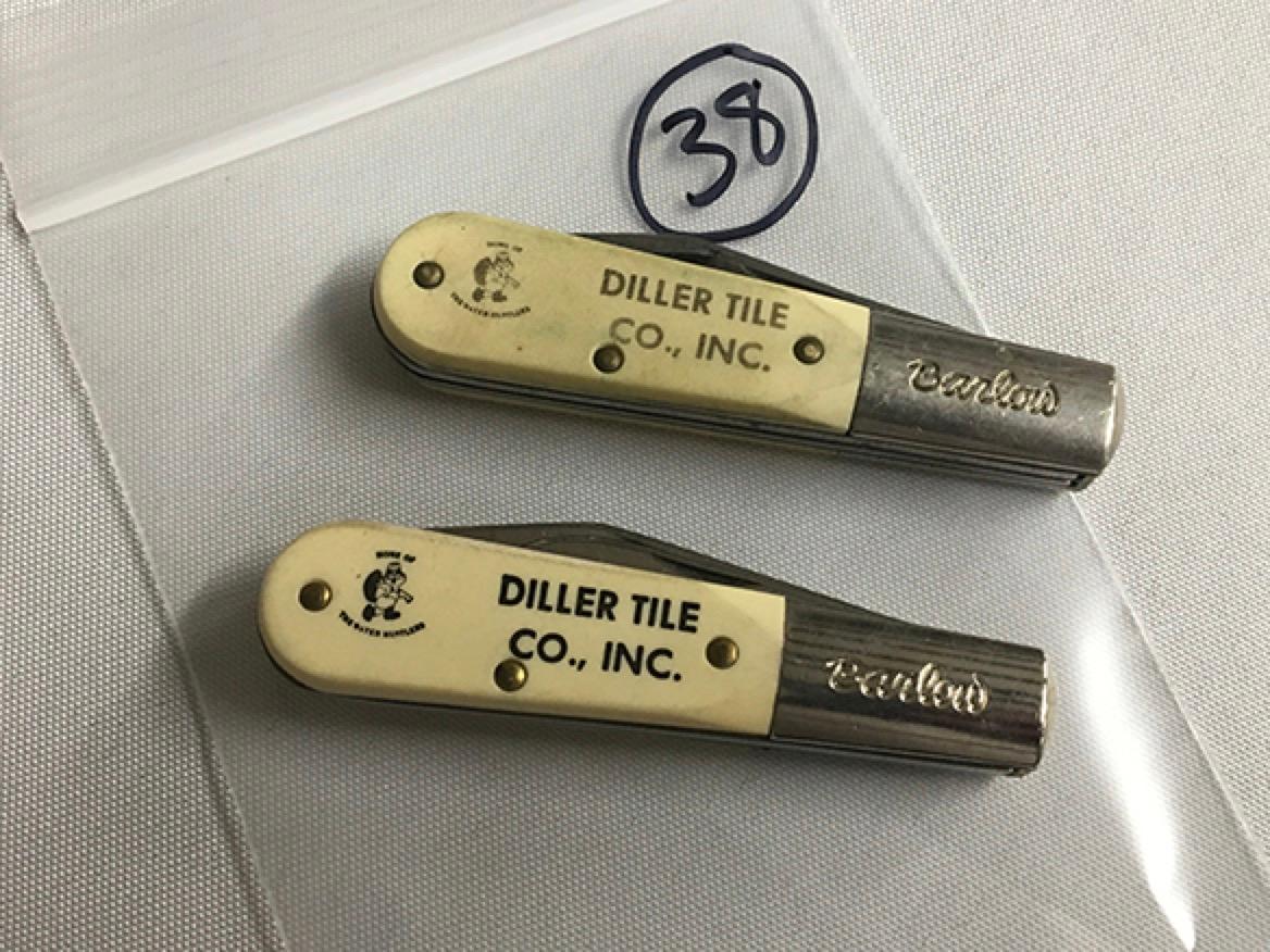 (2) Barlow (Diller Tile Co.) Pocket Knives