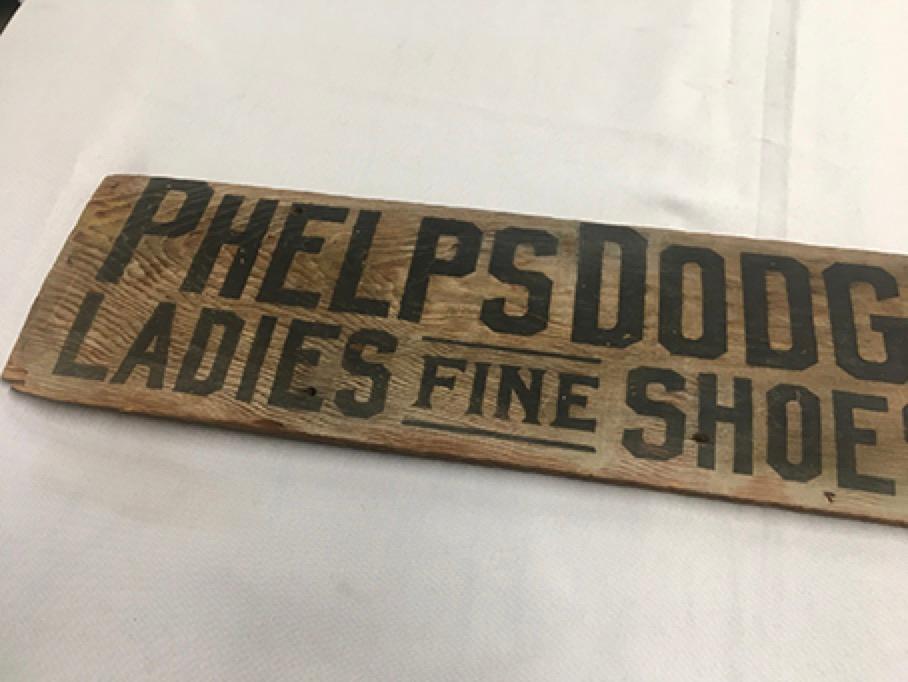 5 1/2  x 37 in. Wooden Phelps Dodge & Palmer Cos Sign