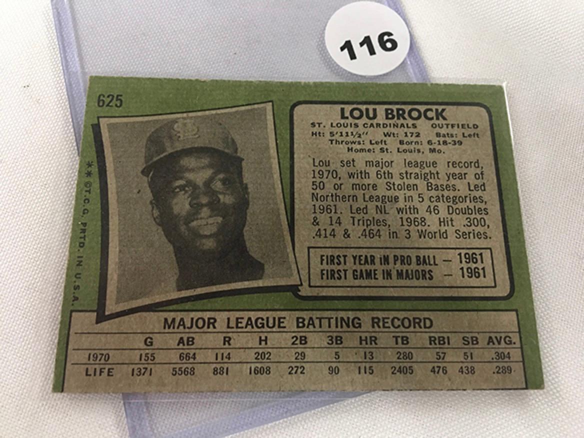 1971 Topps #625, Lou Brock