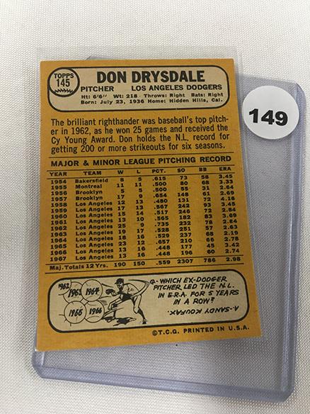 1968 Topps #145, Don Drysdale