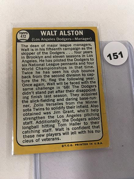 1968 Topps #472, Walt Alston