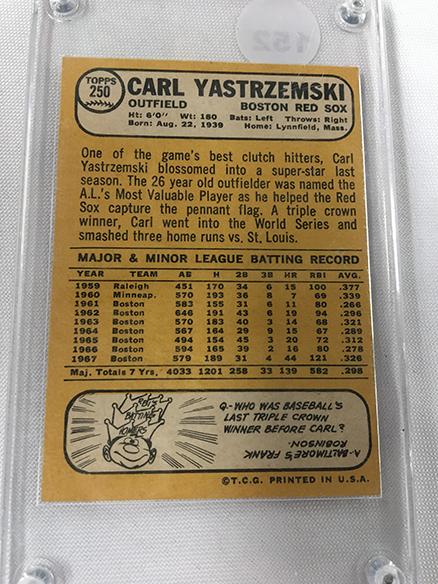 1968 Topps #250, Carl Yastrzemski