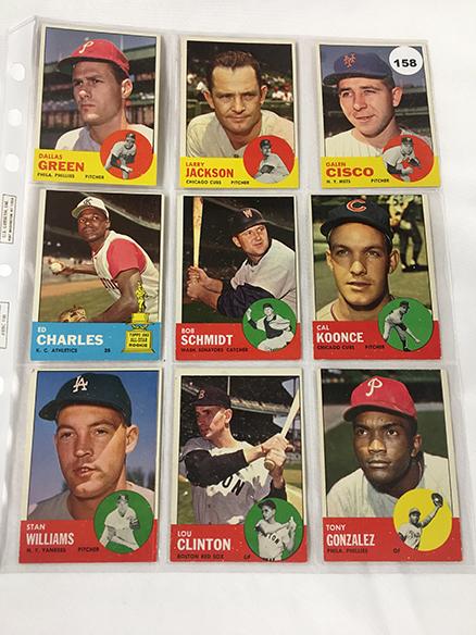 (9) 1963 Topps #31, 32, 42, 67, 91, 93, 94, 95, 96