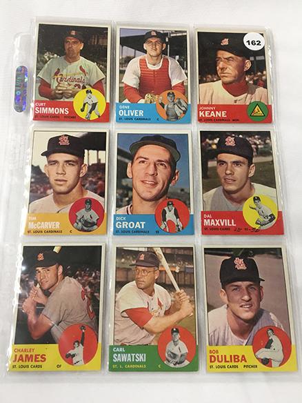 (9) 1963 Topps #22, 49, 83, 97, 130, 166, 172, 267, 394