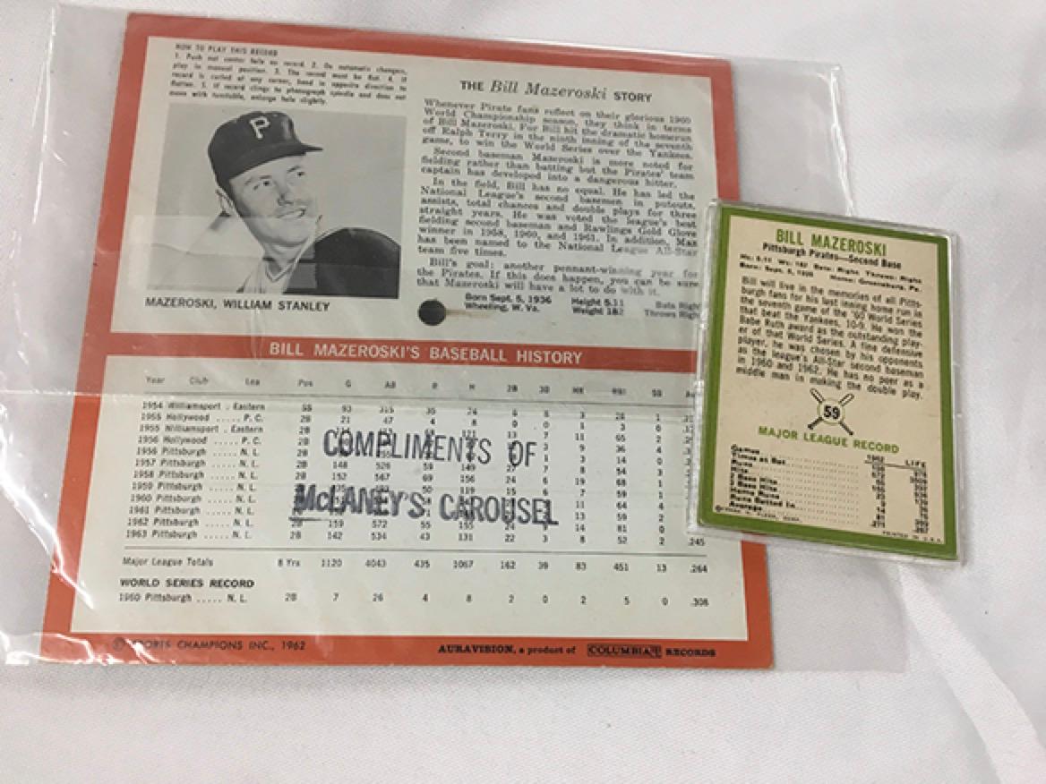 Bill Mazeroski 33 1/3 RPM Sports Record and 1963 Fleer 59 Card