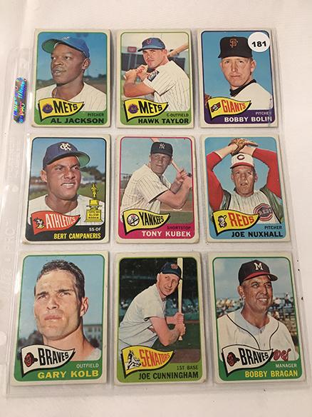 (9)  1965 Topps 43, 45, 178, 198, 232, 249, 322, 567, 598