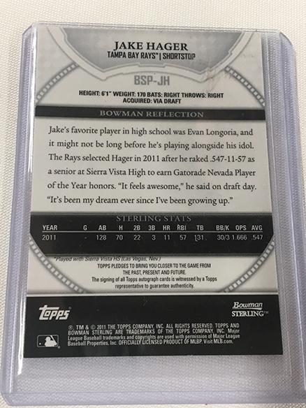 2011 Topps Jake Hager Certified Autograph Issue
