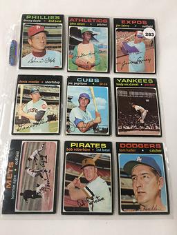 (9) 1971 Topps #90, 130, 255, 303, 310, 352, 474, 523, 639