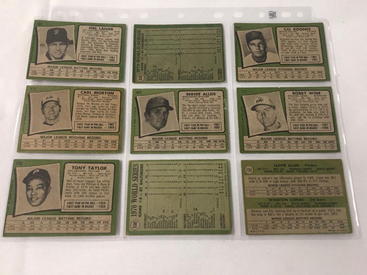 (9) 1971 Topps #152, 171, 181, 246, 254, 328, 330, 427, 515