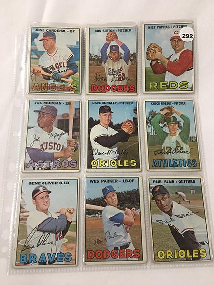 (9) 1967 Topps #18, 193, 218, 254, 319, 337, 382, 438, 445