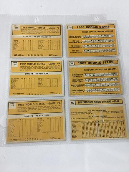 (6) 1963 Topps #145, 146, 147, 324, 386, 417