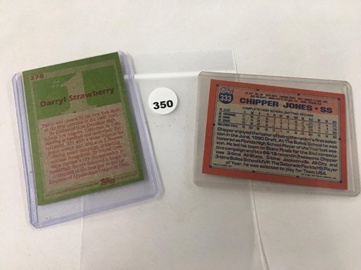 (2) 1991 Topps Chipper Jones, 1985 Topps Darryl Strawberry