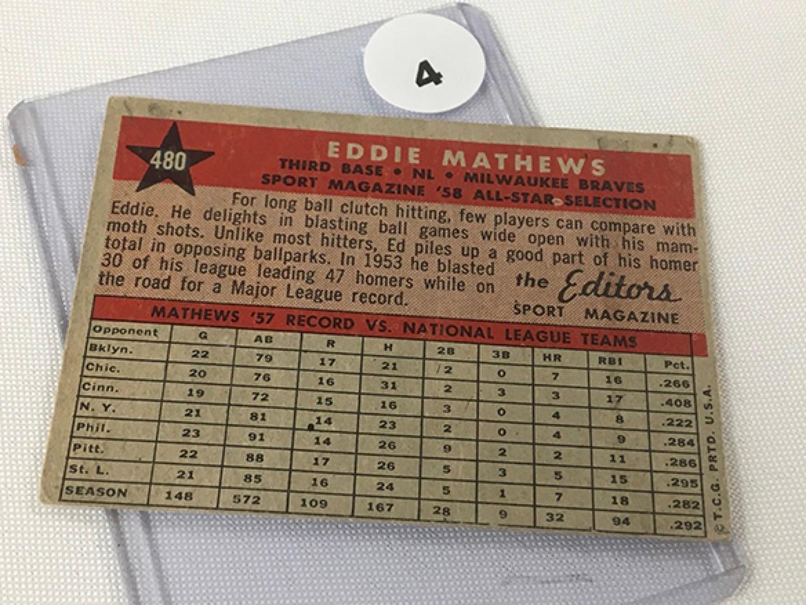 1958 Topps Eddie Mathews #480